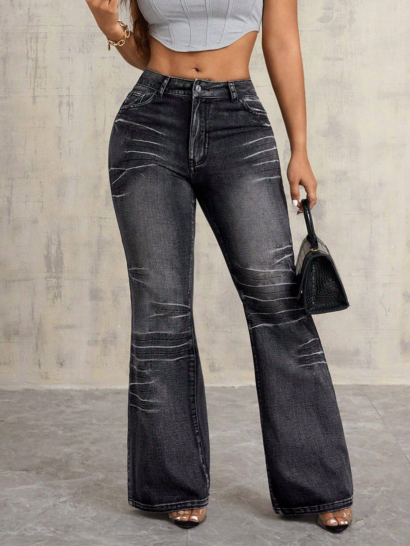 Fashionable Womens Flared Denim Jeans High Waist Non Skinny Fit Casual Style Perfect for Everyday Wear Wholesale