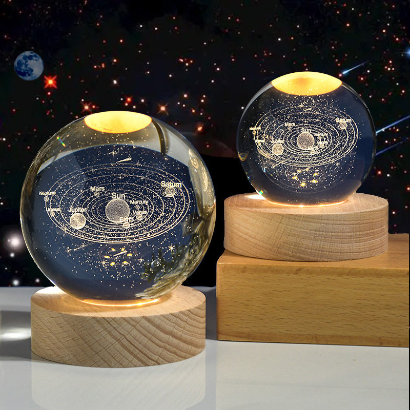 3d luminous galaxy Starry Sky Solar System carved crystal ball night light desktop decoration friends classmates birthday gift