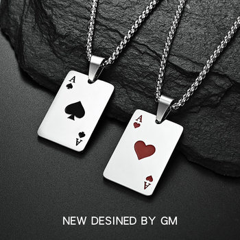 Fashion sweater chain hip hop niche creative poker spades a heart love pendant lovers men and women necklace wholesale