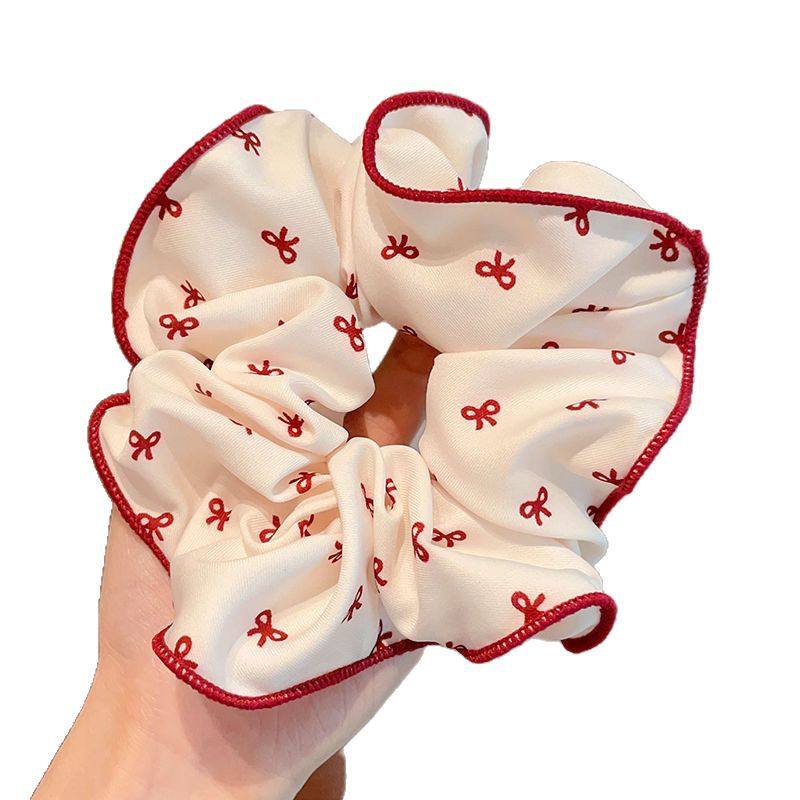 Wave Dot Plaid Red Large Intestinal Ring No Injury Hair Rope Girl's Balls Hair Ring High Elastic Hair Rope Hair Accessories