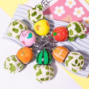 Turtle Island Wearing a Helmet Cartoon Turtle Small Pendant Plush Keychain Big-Eyed Turtle Bag Charm Turtle Doll Toy