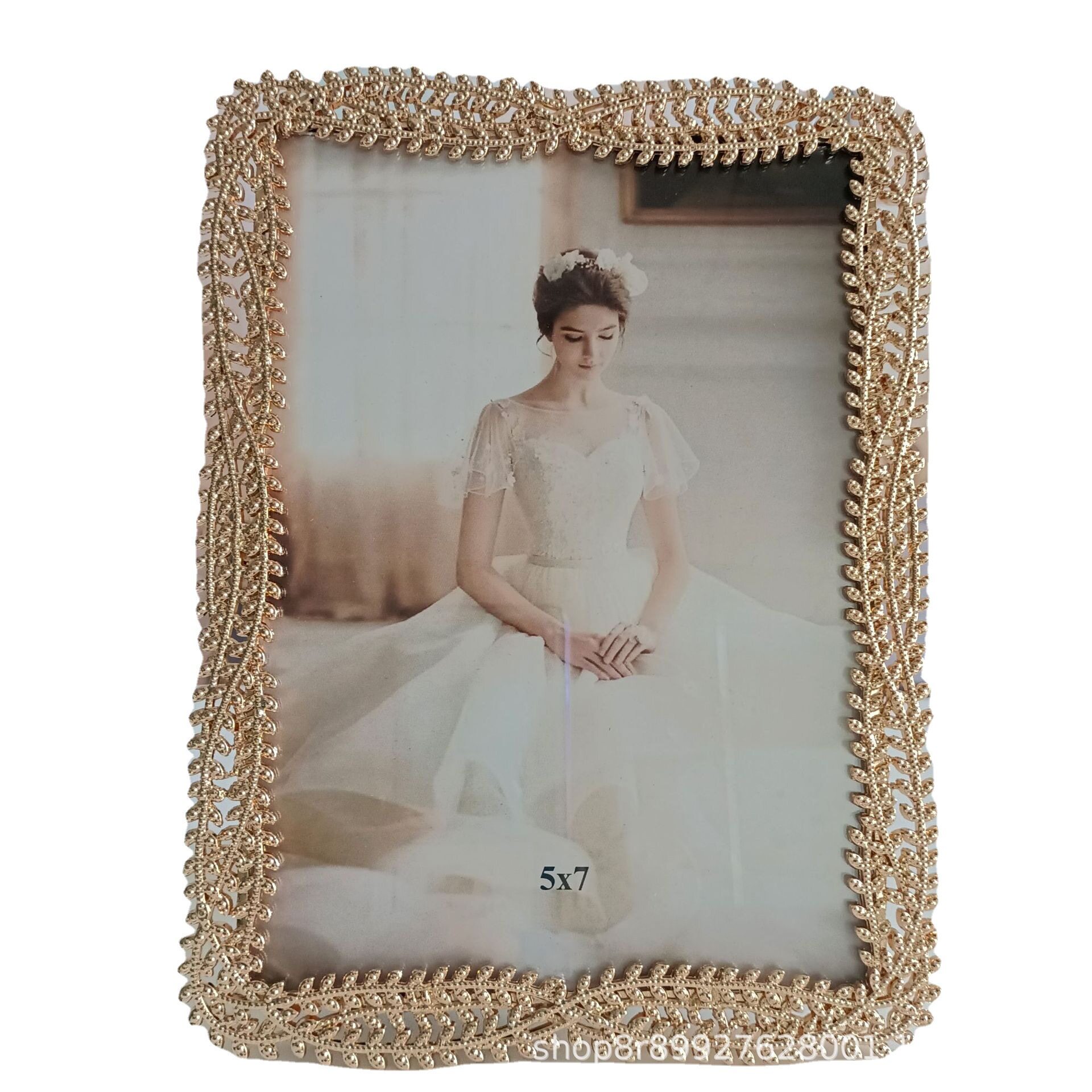 XY028 light gold metal fashion simple metal photo frame table, horizontal and vertical dual-use model room table