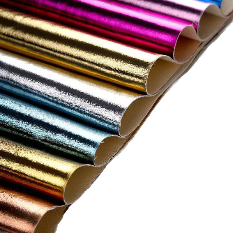 Pu101 grain metallic leather gold film highlight glitter bright leather 61 grain nappa metallic leather patent leather