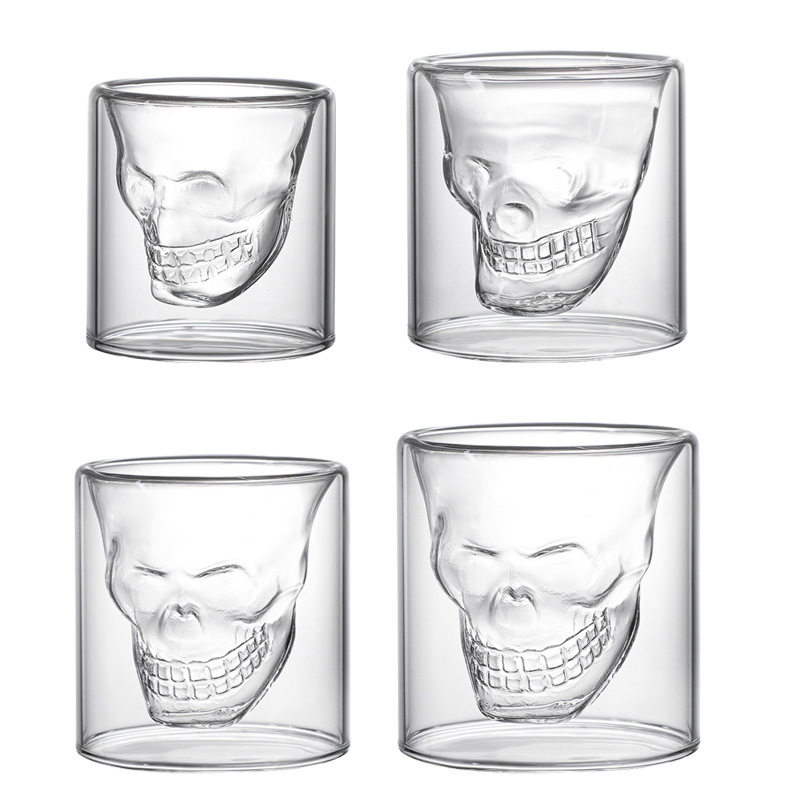 Heat Resistant Glass Factory Wholesale Creative Skull Cup Pirate Skull Cup Double Layer Beer Cup