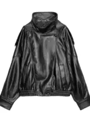 Foreign Trade Cross-Border 2025 Za Series European and American Style Retro Motorcycle Style Leather Jacket Stand Collar Jacket 4391872