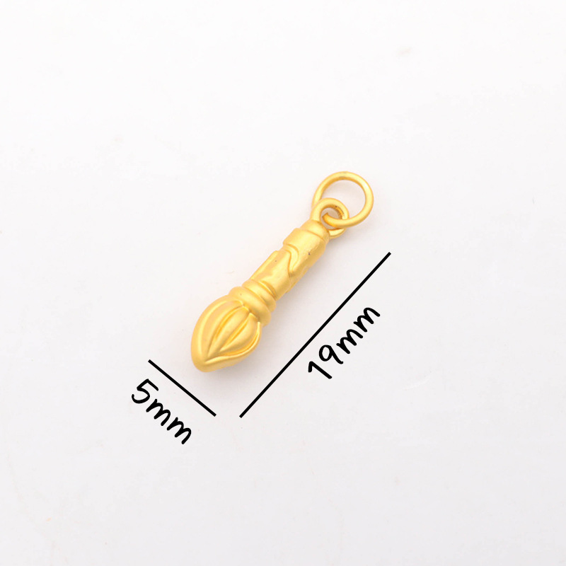 平安喜乐沙金吊坠挂件diy手链手串配件古法金小福牌铃铛串珠配饰