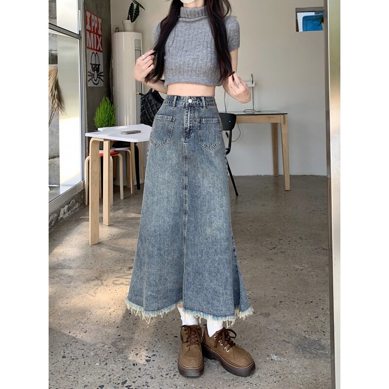High Waisted Mermaid Skirt Slimming Versatile Mid Length Denim Spring Summer Fashion for Women Wholesale Available