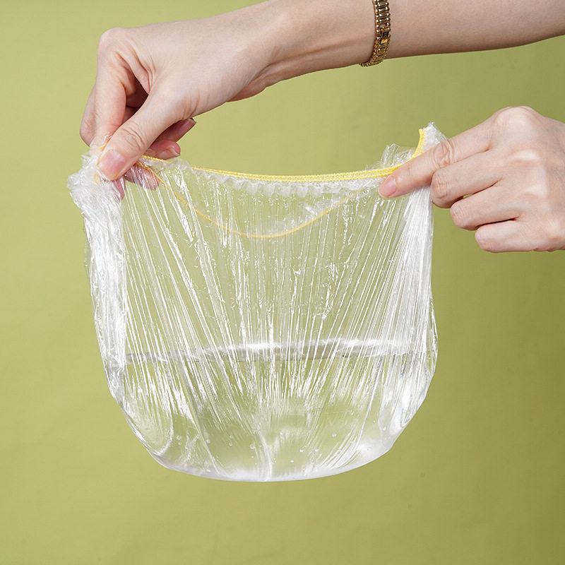 Color 100 disposable plastic wrap food grade kitchen tear-free plastic bag shower cap transparent leftovers bowl set