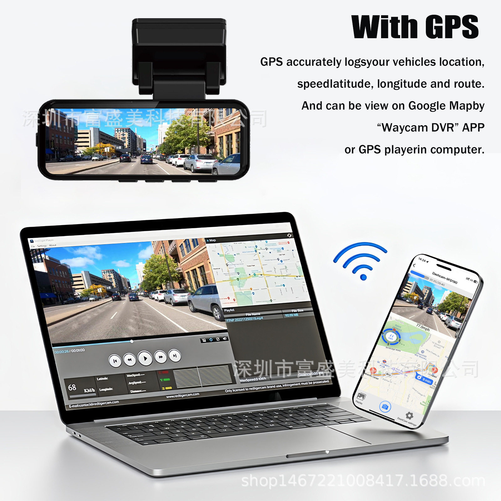 New Cross-Border Car 4K High-Definition Front and Rear Dual Recording Wifi Mobile Phone Connection Gps Tracking Adas Driving Recorder