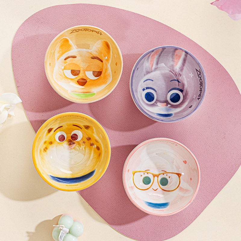 Zootopia Creative Ceramic Rice Bowl Underglaze Color Tableware Set Gift Box Practical Opening Gift Housewarming Souvenir