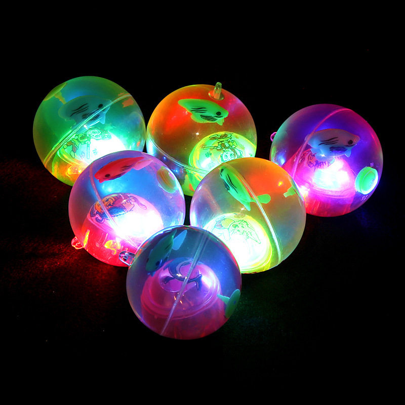 Glowing Bouncy Ball Children's Ball Bouncing Toy Ball Luminous Ball Flash Jumping Ball with Rope Crystal Ball Wholesale