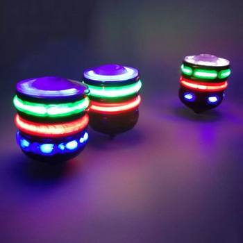 Upgraded Boy Imitation Wooden Top Toy Colorful Luminous Music Adult Rotating Top Children Electric Balance Toy
