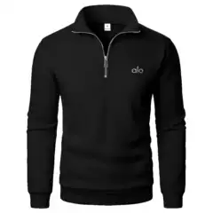 A10 Casual Half-Zip Stand-Up Collar Sweatshirt Trendy Simple Loose Large Size Amazon Temu Fleece Men's Sweatshirt