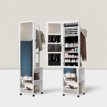 Dressing Mirror Cabinet, Jewelry Storage, Clothes Hanger, Integrated Full-Length Mirror, Removable Floor Mirror, Makeup Fitting Mirror Cabinet