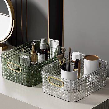 Light Luxury Cosmetic Storage Box Desktop Large Capacity Facial Mask Skin Care Storage Basket Dressing Table Storage Cosmetic Box