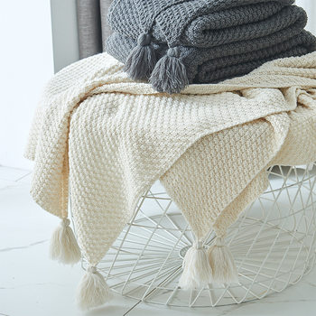 New Nordic Style Tassel Knitted Blanket Office Air Conditioning Lunch Break Blanket Wool Cover Blanket Sofa Casual Blanket Blanket