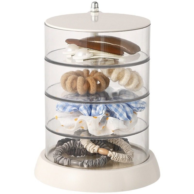 Jewelry Storage Box Transparent Rotating Box Multi-Layer Large Air Cushion Makeup Cotton Beauty Egg Storage Shelf Rotating Storage