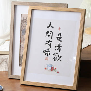 Wooden Minimalist Photo Frame for Wall Hanging, 20 Inches, 3 Natural Wood Pieces, 16inch Puzzle Pieces, 3 Framed Paintings, 4 Paper, 48-Open Poster Frame Wholesale