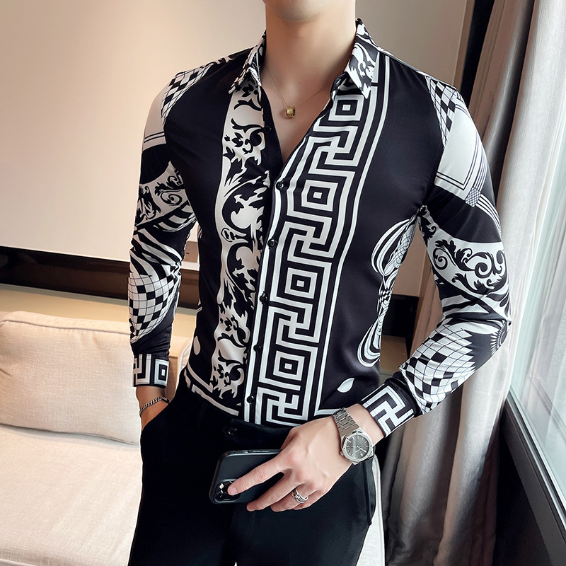Mã A0146 Giá 610K: Áo Sơ Mi Nam Hadk Dài Tay Hàng Xuân Thu Đông Phong Cách Âu Mỹ Họa Tiết Hoa Thời Trang Nam Chất Liệu G02 Sản Phẩm Mới, (Miễn Phí Vận Chuyển Toàn Quốc).
