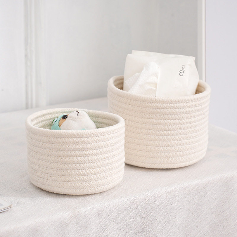 Desktop Cotton Rope Storage Basket, Hand-Woven Storage Basket, Miscellaneous Storage Basket, Storage Basket Cross-Border Wholesale
