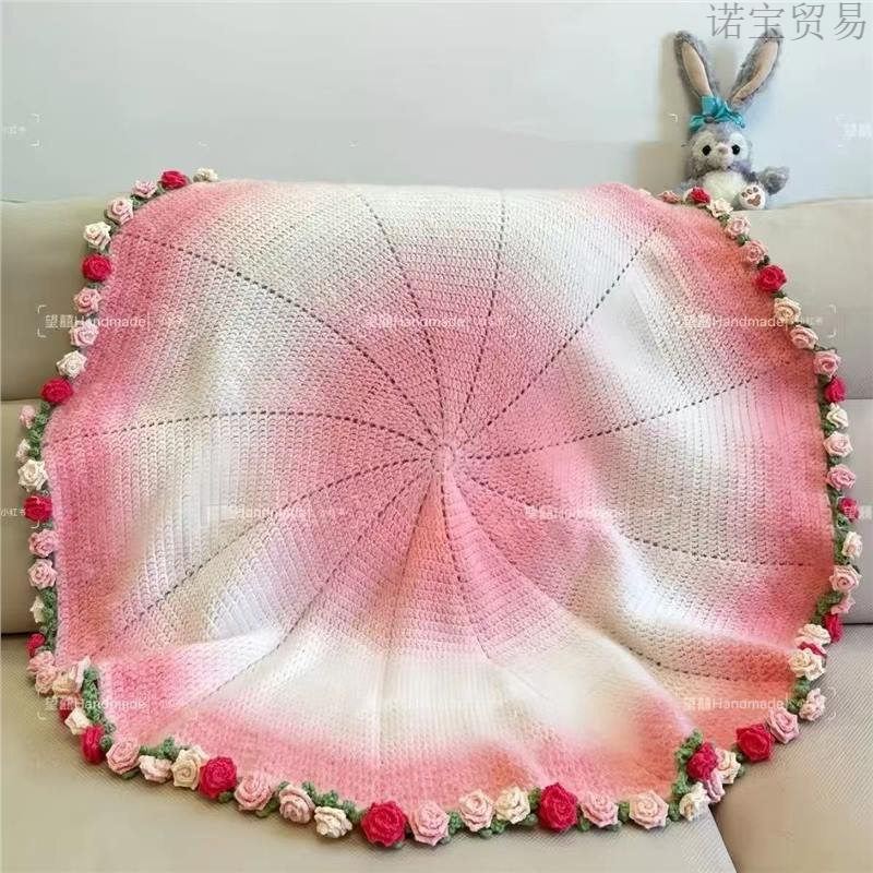 Hand-Knitted Rose Bouquet Blanket Material Package Wool Ball Crocheted Flower Wool Ball Crocheted for Friends