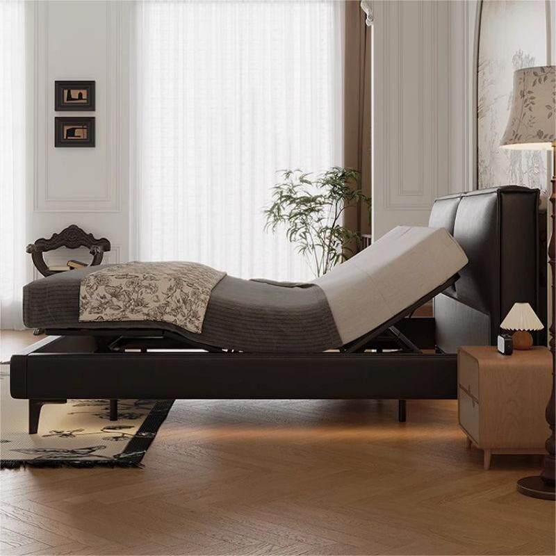 Electric Suspended Tofu Block Italian Leather Bed Bedroom Remote Control Multi-Functional Double Bed Intelligent Lifting Wedding Bed