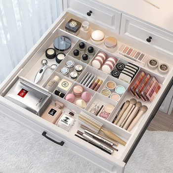Cosmetic Storage Box Compartment Retractable Drawer Storage Box Dressing Table Desktop Plastic Drawer Storage Wholesale