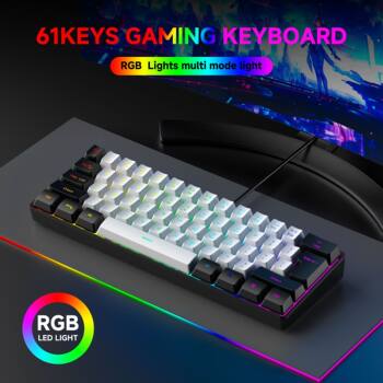61 key RGB game wired keyboard mouse suit colorful MINI non-mechanical film black and white computer keyboard