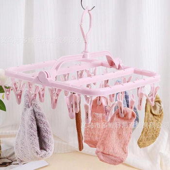 Multifunctional 32 head thickened square socks clip foldable windproof hanger underwear socks multi-head clothes clip