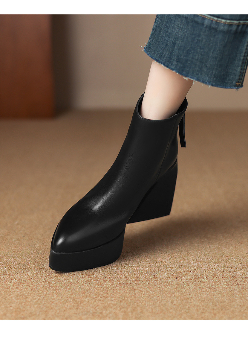 Boot Martin nữ gót siêu cao 12cm đế dày phong cách thời trang — Mặt da lót nhung, Mặt da một lớp lót trong, Mặt nhung lót nhung, Mặt nhung một lớp lót trong
