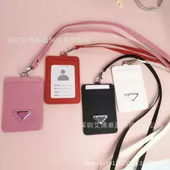 European and American Trendy Brand Work Id Card Holder Set with Triangle Logo Long Lanyard Neck Strap Work Id Holder Ins Style Foreign Trade
