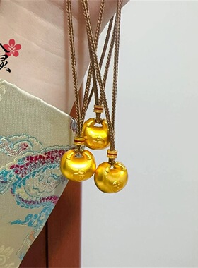 金店同款古法沙金福字小胖福吊坠时尚级感锁包项链女