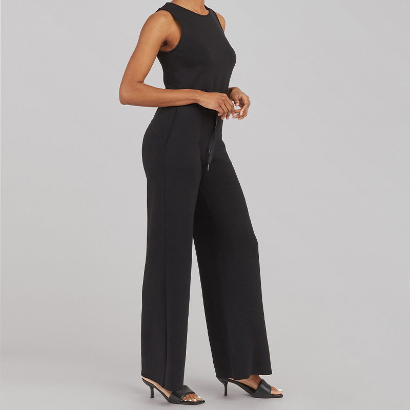 Plus Size Womens High Waisted Drawstring Knit Pants Slim Fit Solid Color Comfortable Fabric Casual Wear Wholesale