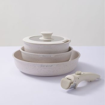 Foreign Trade Export Outdoor Removable Handle Set Pot Medical Stone Non-Stick Pot Home Camping Style Dual-Use Oven Available