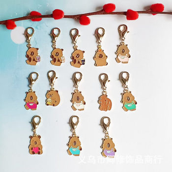 Capybara Capybara Lobster Clasp Cartoon Oil Drop Pendant DIY Clothing Bag Bracelet Keychain Accessory Pendant