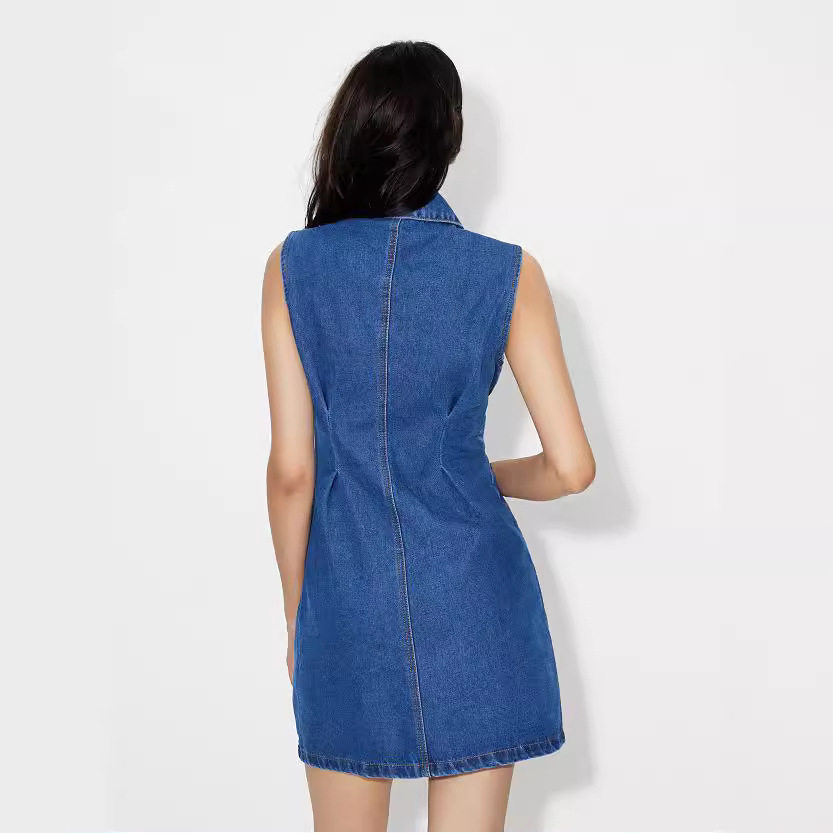 Slim Fit Denim Dress Elegant Office Ready No Stretch Fabric Perfect for Casual Outings Wholesale Available