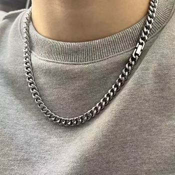 European and American Style Cuban Necklace Titanium Steel Jewelry Pendant Hip-Hop Nk Chain Men's Fashion Trendy Jewelry Women's Hip-Hop