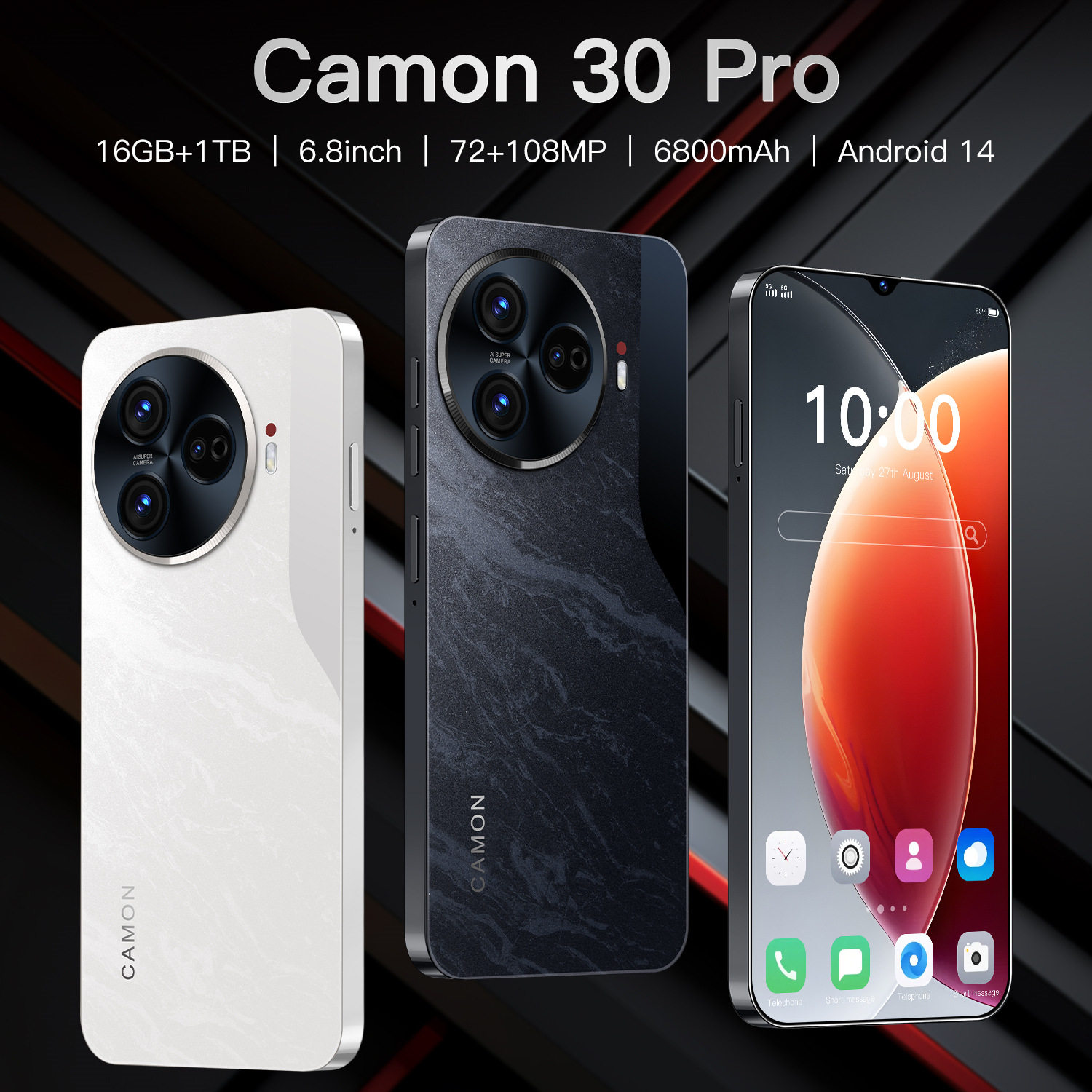 跨境手机Camon 30 Pro6.8寸incell大屏2+16G一体机外贸代发安卓机