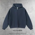Boxy version of zipper shirt-navy blue