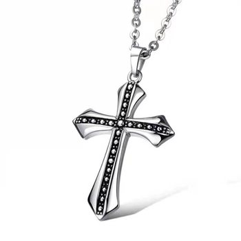 Cross-Border Popular Retro Titanium Steel Cross Pendant Hip-Hop Fashion Versatile Sweater Chain Men's Necklace Jewelry Wholesale