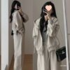 Autumn and Winter Casual Sweatshirt Sports Suit Women's Fashion Loose Large Size Slimming Age-Reducing Wide-Leg Pants Running Two-Piece Set