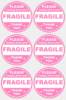 Pink round fragile label round fragile sticker for shipping mailing envelope carton tray adhesive label