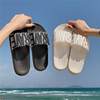Internet Celebrity Ins Style Summer New Outer Wear Fashionable Hong Kong Style Letter Sandals Indoor Home Use Flats Bathroom Slippers