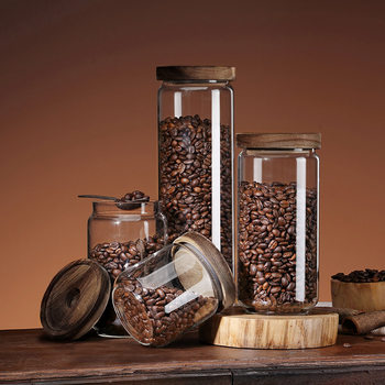 Coffee Bean Storage Jar Vacuum Sealed Jar Glass Nut Milk Powder Storage Box Tea Seasoning Storage Jar