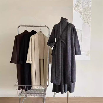 Temperament, Lazy and Gentle Style, Long Sweater Jacket, Skirt, Women's Suit, Autumn and Winter Loose Knitted Cardigan Three-Piece Set