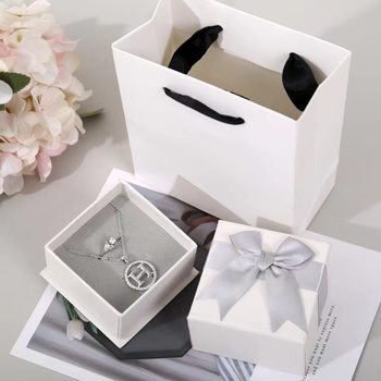 Bow jewelry box Jewelry necklace pendant packaging box bracelet ring earrings gift packaging storage carton