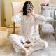 Spring and Autumn Cotton Silk Pajamas Women's Summer Thin Cotton Silk Long-sleeved Artificial Cotton Cardigan Small Home Clothes Air-conditioning Clothes
