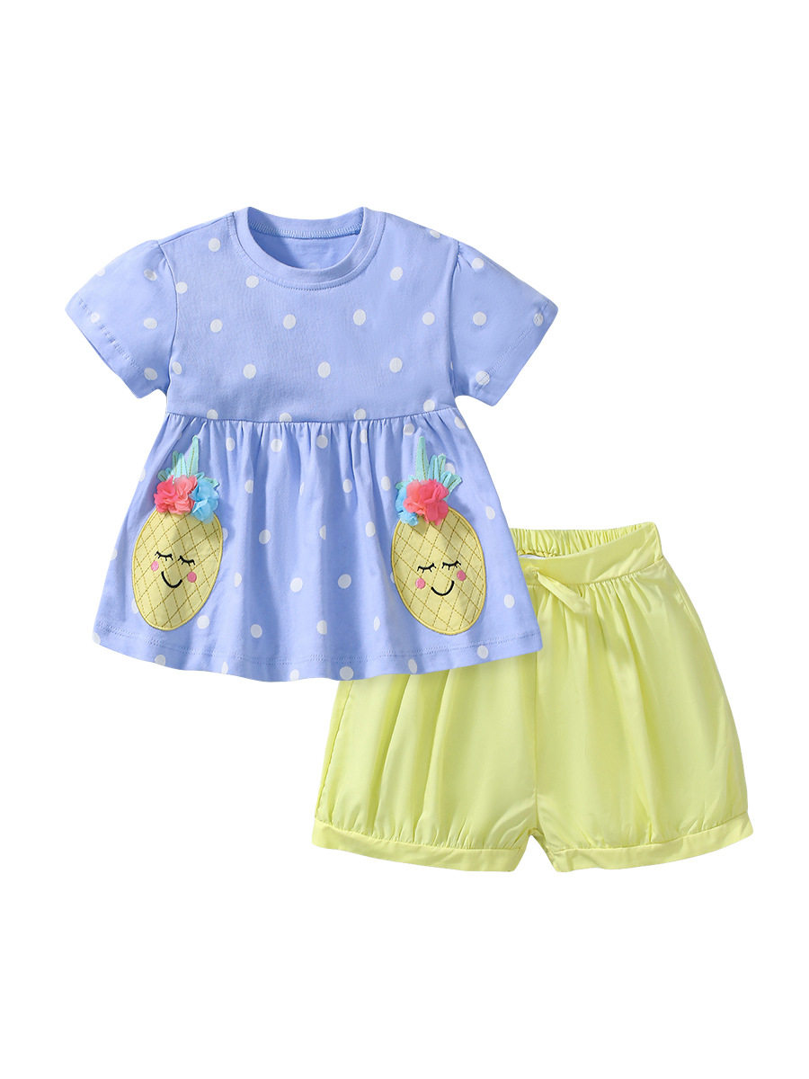 New Summer Girls' Set, [Style] Cartoon Top & Shorts, Kids' Pants Set