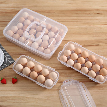 Egg Storage Box Anti-Fall Storage Rack Kitchen Egg Box with Lid Egg Tray Household Plastic Refrigerator Crisper