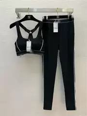 Pilates Yoga Pants Running Sports Fitness Pants Suit Women's Y-Shaped Vest with Chest Pad Shock-Proof Bra Two-Piece Set